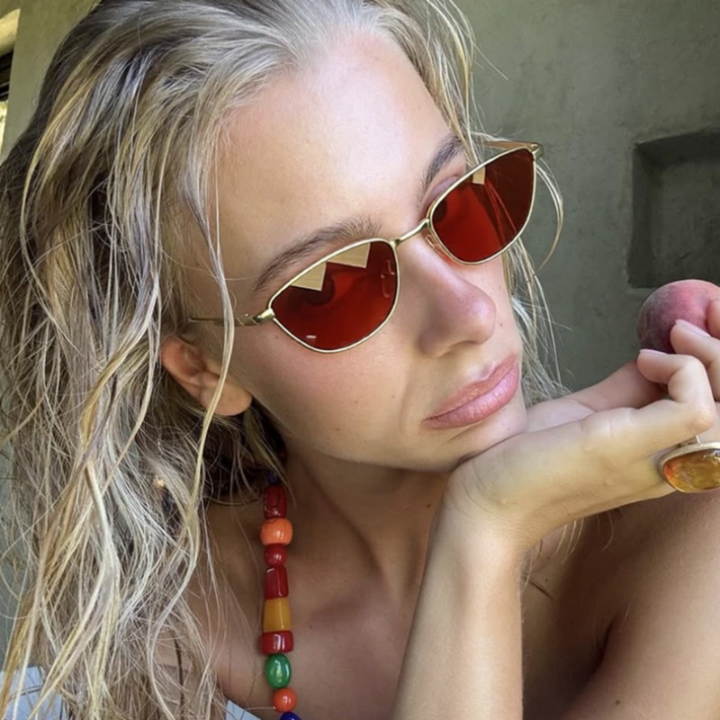 Sunglasses Cat Eye - แว่นกันแดดทรงแคทอายกรอบเล็กสไตล์เรโทรสำหรับผู้หญิง แว่นกันแดดโลหะทรงแคทอายสำหรับถ่ายภาพสตรีทระดับไฮเอนด์