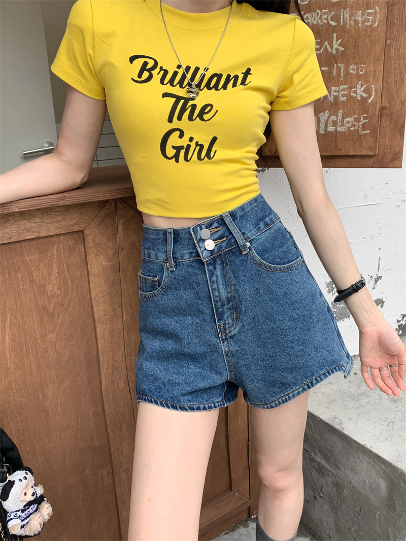 กางเกงยีนส์ขาสั้นสีน้ำเงินสำหร - Shorts Denim Frayed บทวิจารณ์และราคา