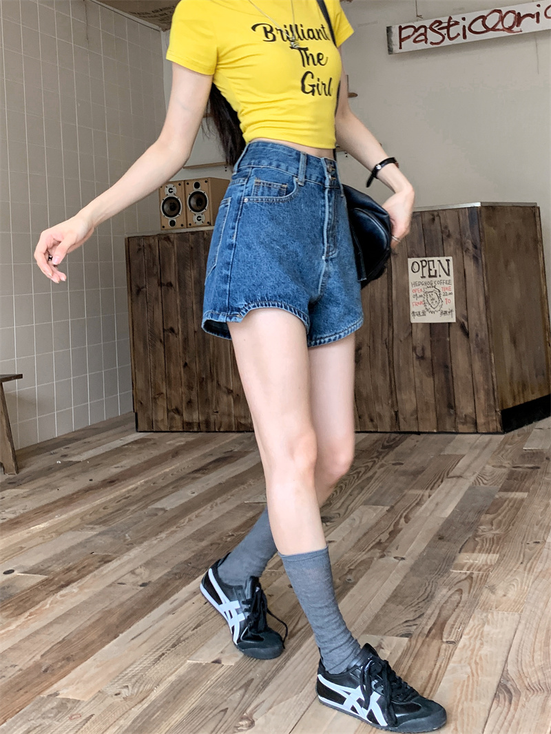 กางเกงยีนส์ขาสั้นสีน้ำเงินสำหร - Shorts Denim Frayed บทวิจารณ์และราคา